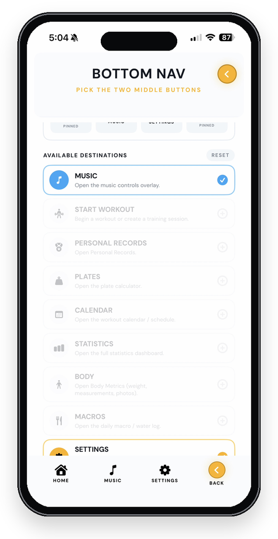 Custom nav