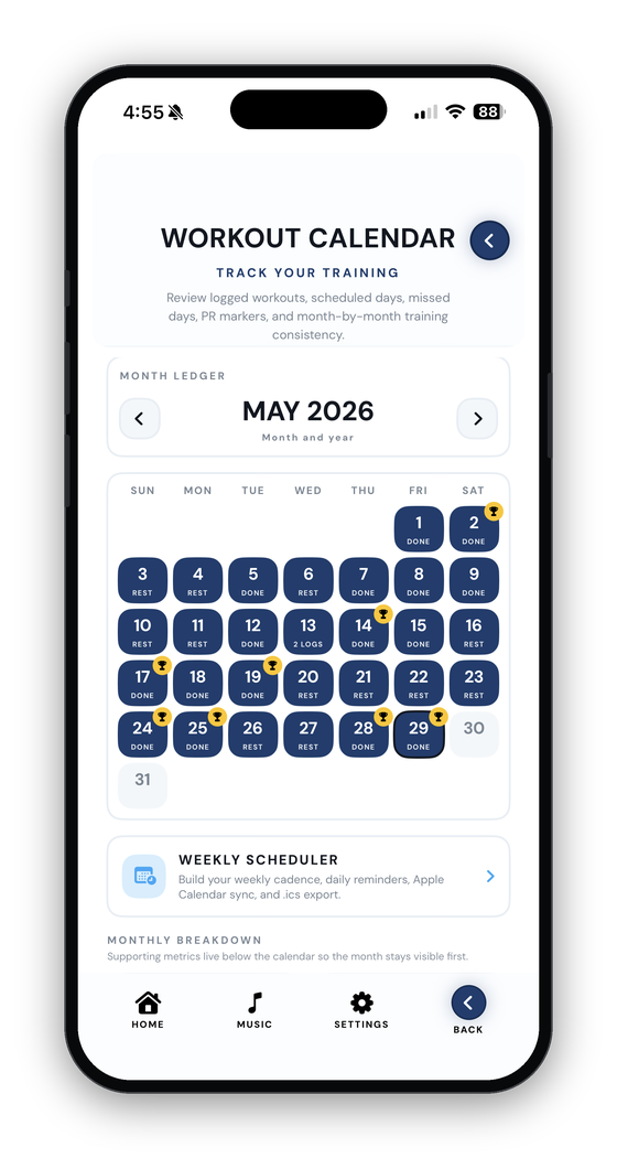 Training calendar